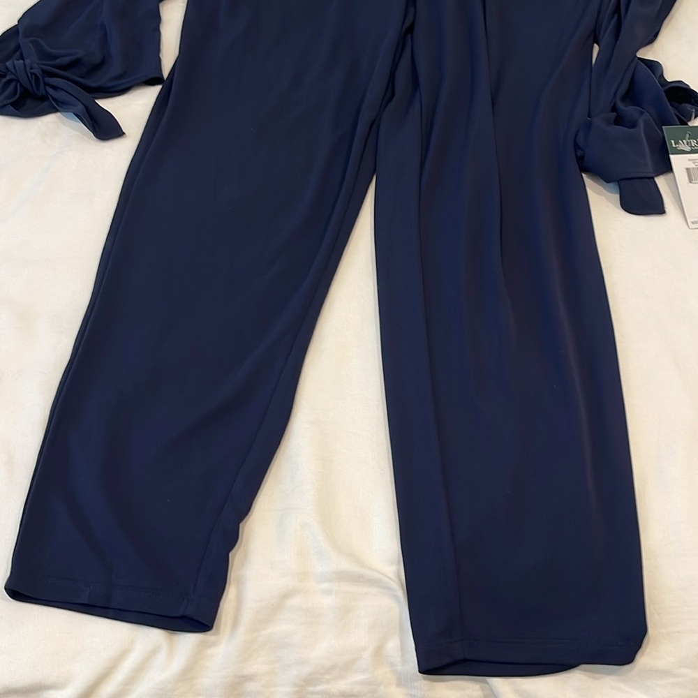 Lauren Ralph Lauren | Navy Split Sleeve Jumpsuit Sz XL - Picture 8 of 16